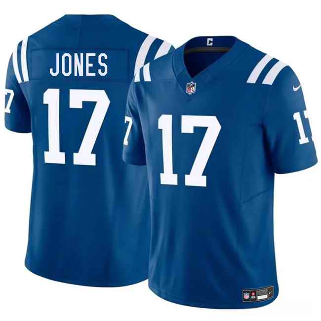 Men's Indianapolis Colts #17 Daniel Jones Blue 2025 F.U.S.E. Vapor Limited Stitched Football Jersey